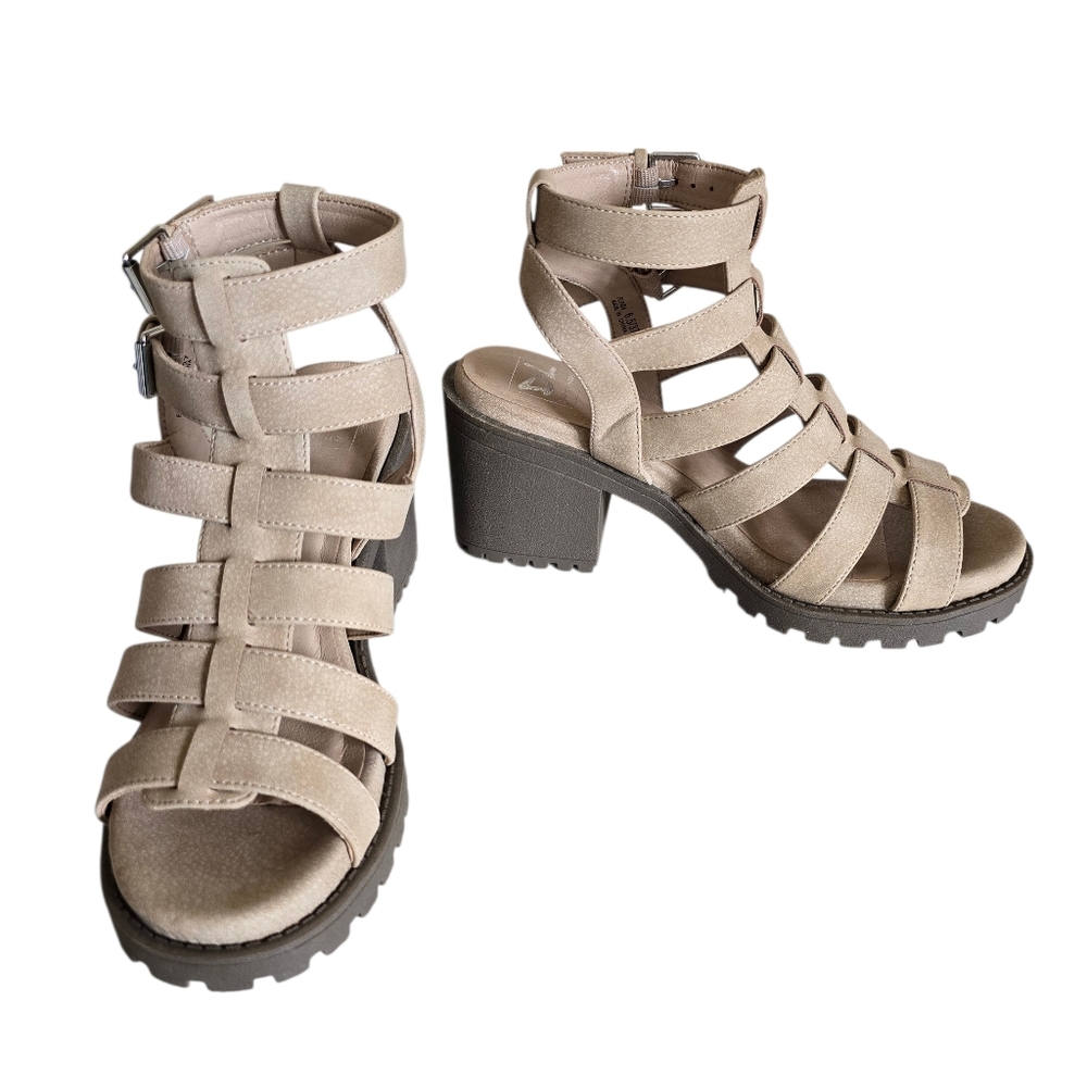 New 🤎 Dirty Laundry Women's Fun Stuff Natural High Heel Gladiator Sandals - Picture 5 of 16